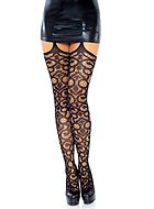Suspender pantyhose, scroll lace